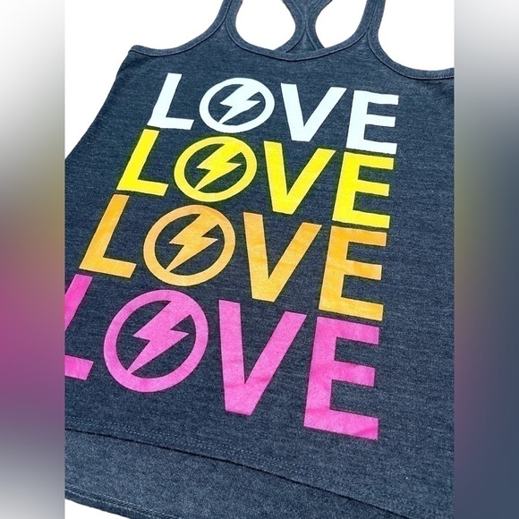 Chaser Love Lightning Bolt Tank Size Extra Small Racerback Dark Grey Rare - Picture 6 of 16